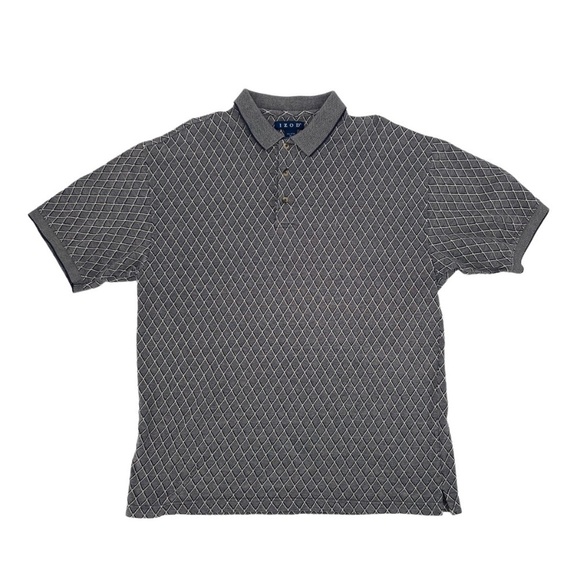 Izod Blue White Diamond Collared Short Sleeve Polo Shirt Size XL Men's - Picture 1 of 4